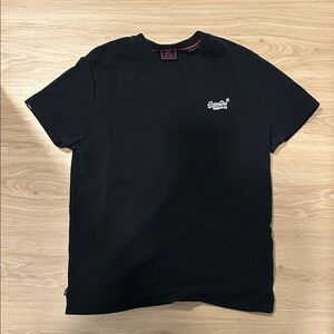 Superdry Men's Black Tee with White Logo
